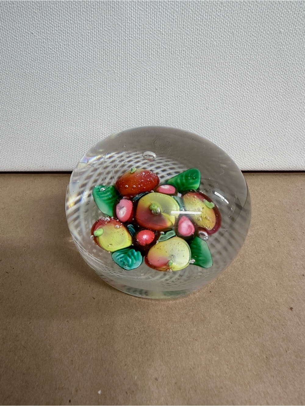 Art Glass Fruit Paperweight in Multicolor antique